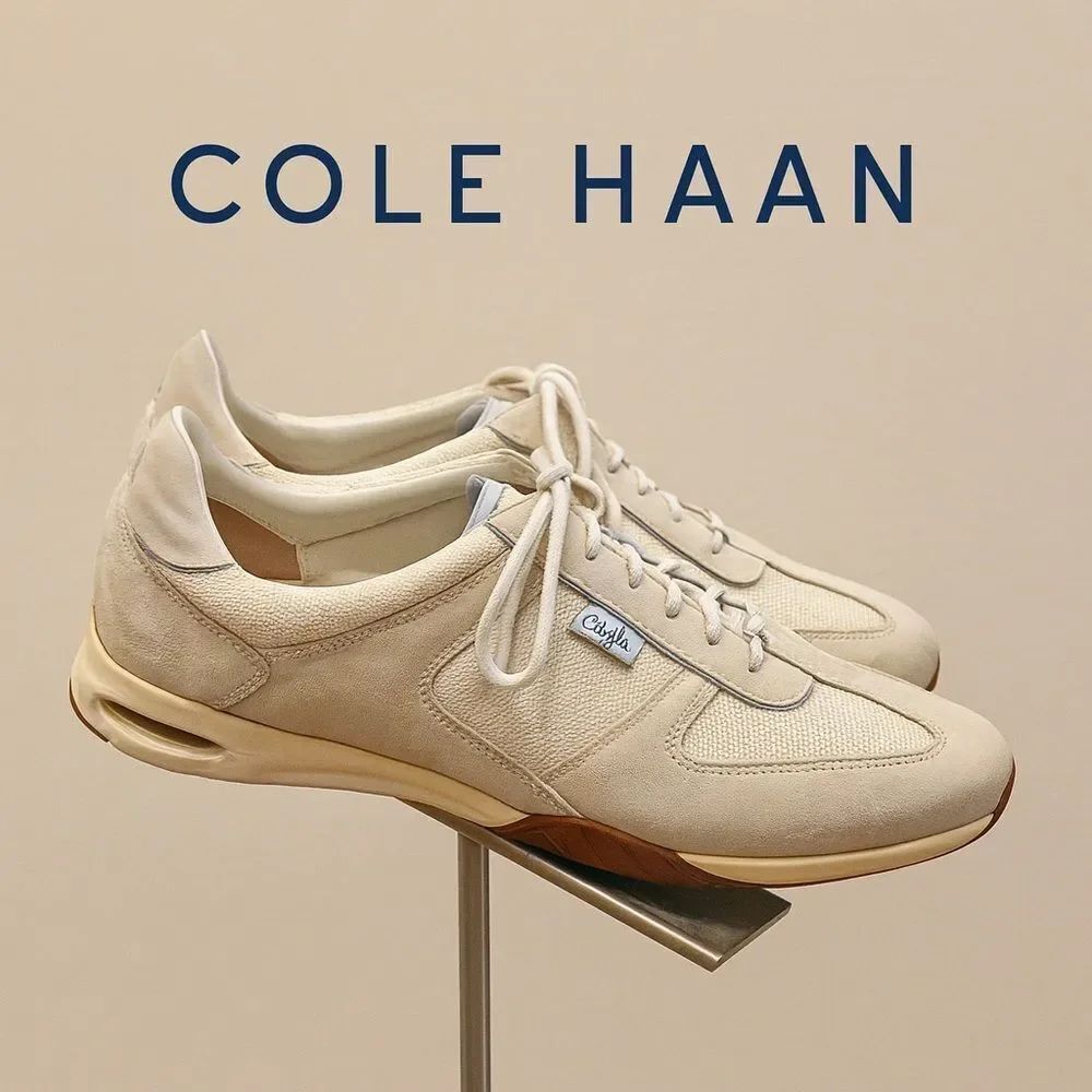 Cole Haan Vintage Suede Leather Beige Cream Sneakers 8.5